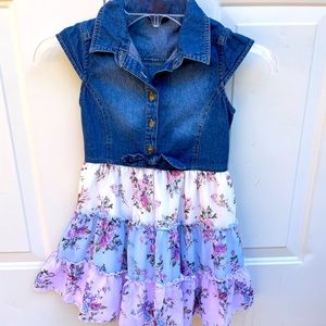 Zunie, Denim & Ruffles, Cap Sleeve, Dress, Size 6